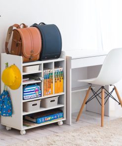 ランドセルラック 2人用 スリム おしゃれ キャスター付き 床頭台 カウンター下収納 キャスター付 おしゃれき 白 オーク かわいい カウンター下 キャスター